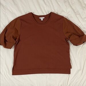 Athleta Short Puff Sleeve Top - Warm Chocolate Brown